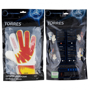 Перчатки вратарские тренировочные TORRES Jr. FG05017-RD размер 7 бело-красно-желтый 00005710